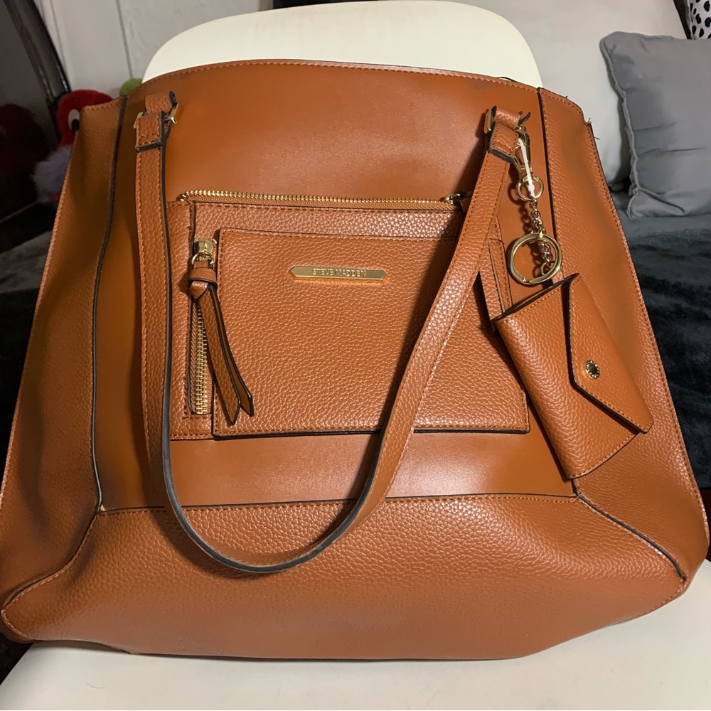Steve Madden  Tan Leather Tote Bag